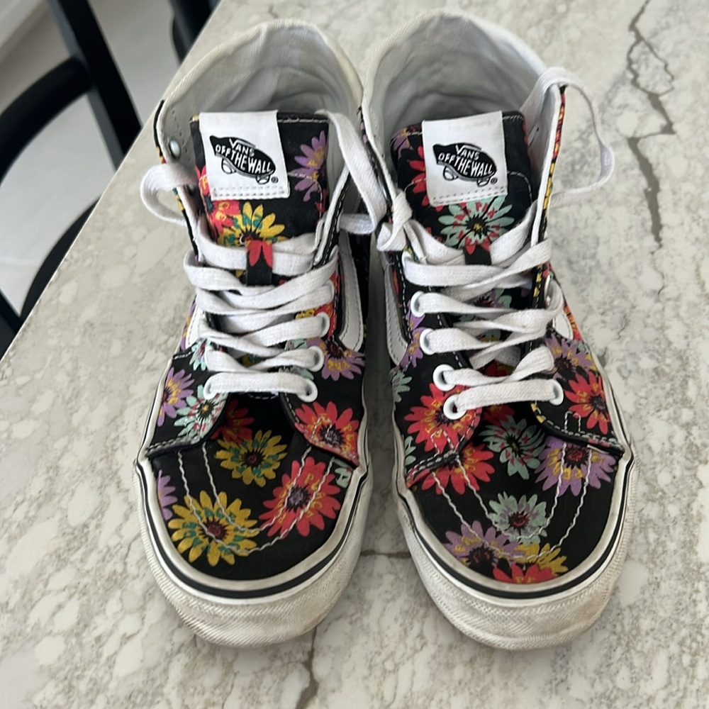 Vans Kids Floral High-Top Sneakers - Black and Multicolor
